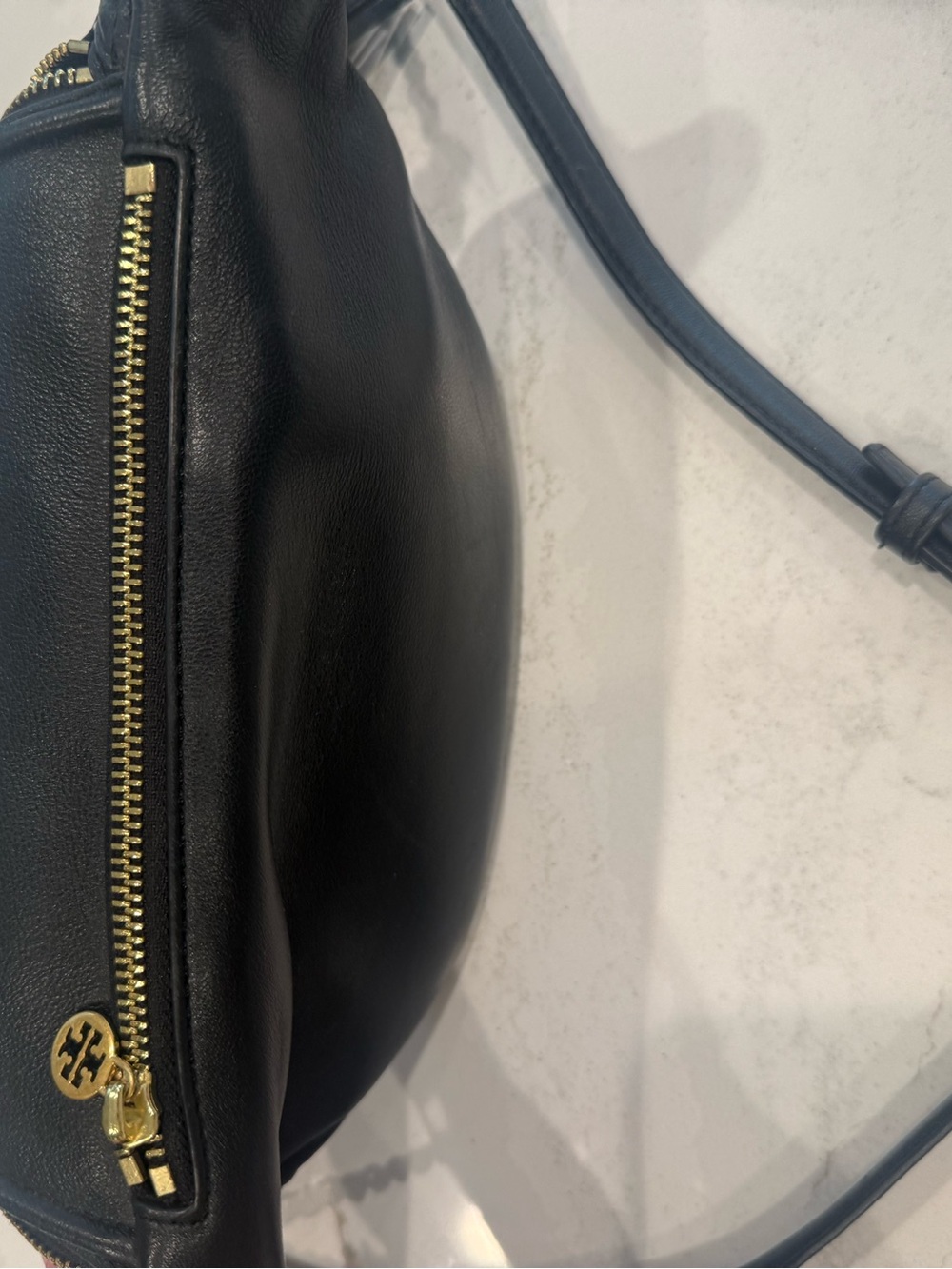 Tory Burch Black Quilted Leather Crossbody Belt Bag with Tassel Accent - Picture 6 of 8